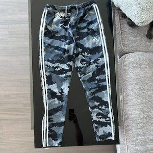 Adidas Digital Camo 3 Stripe Jogger Sweatpants Ankle Zip Gray/Black Size M